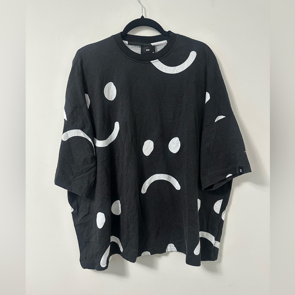RARE Find Lazy Oaf Black and White Sad Face Graphic T-Shirt